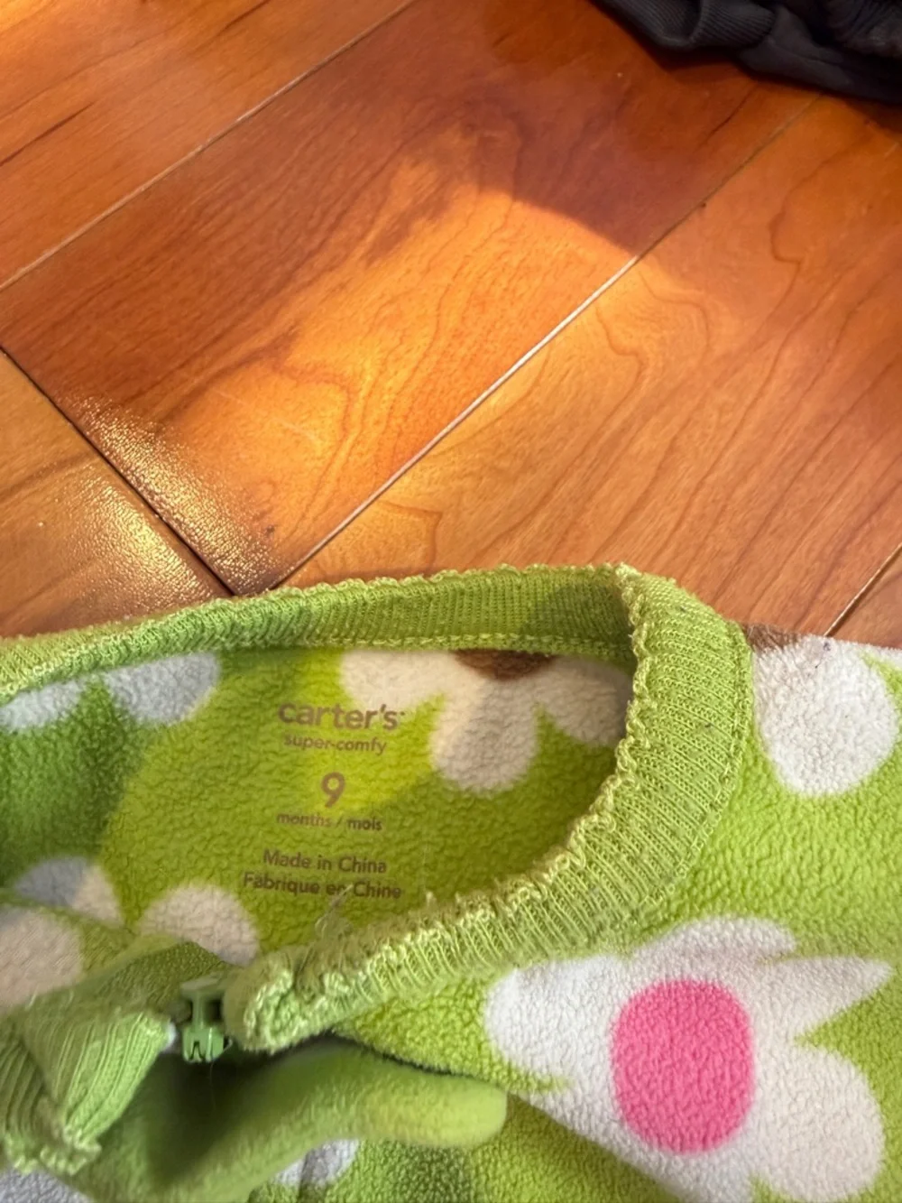 Carter's Green Floral Footed One-Piece Pajama - Picture 2 of 3